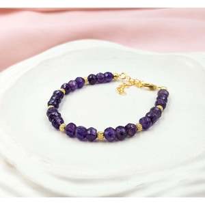 18K Gold Filled Amethyst <b>Bracelet</b> 925 Sterling Silver Jewelry with <b>Ball</b> Shape for Gift - Product Image 1