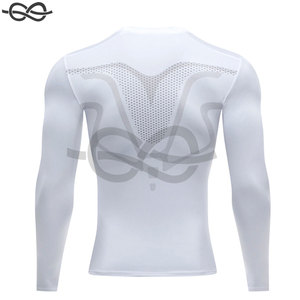 T-shirt de compression à manches longues pour hommes, sous-vêtement athlétique, blanc, performance, soutien musculaire, respirabilité - Product Image 3