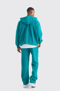 Manteau à capuche en coton mélangé pour hommes High Street National Washed Winter Anti-Wrinkle Solid Loose Fit Zipper Hoodie Basics Style pour - Product Image 2