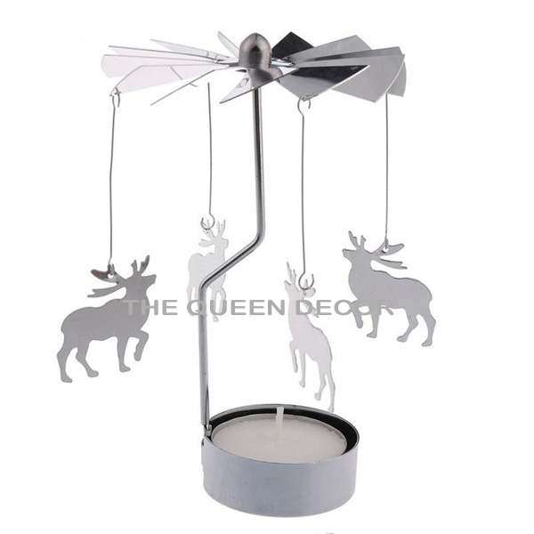 Spinning Rotating Tea Light Candlestick Metal Angel Carousel Rotary Candle Holder Ornament Blank Sublimation