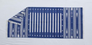 Alfombra Dhurrie de algodón tejida a mano de 2,5x6 pies moderna técnica trenzada patrón geométrico en zigzag antideslizante para Picnic en casa disponible - Product Image 6