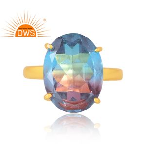 แหวนพลอยควอตซ์สองชั้นชุบทอง18K สำหรับ925 - Product Image 3