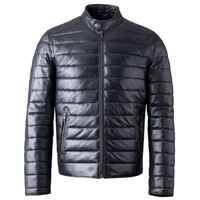 Blouson de moto classique personnalisable en cuir de vache et de mouton, matelassé horizontalement, avec fermeture éclair et capuche, grande taille, coupe-vent pour l'hiver
