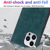 Étui de protection en cuir PU pour 14 Pro Max avec 2 emplacements pour cartes SIM et porte-cartes, design professionnel, antichoc