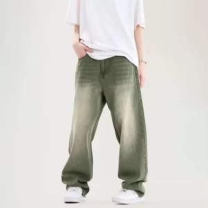 Jeans de haute qualité vintage pour hommes, jeans droits à jambes larges, taille plus, unisexe, coupe ample, streetwear hip-hop, jeans baggy pour hommes - Product Image 6