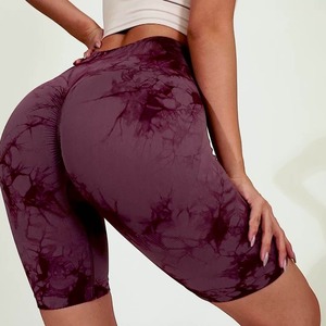 Shorts de yoga sans couture tie-dye en gros, taille haute, pantalon de sport abdominal, fitness, shorts moulants pour soulever les fesses - Product Image 1