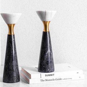 White <b>Marble</b> <b>Candle</b> Stand Elegant Home Accent Modern Table Decor Sophisticated Centerpiece For Living Room And Bedroom - Product Image 4