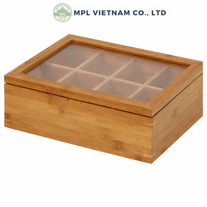 Caja de Té de Bambú Moderna Grabada Personalizada OEM, Forma Rectangular, Tapa con Bisagras, Multifuncional, Apta para Alimentos, Apta para Lavavajillas, Madera Sostenible - Product Image 6