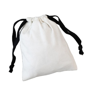13x16cm 8oz Cotton Canvas <b>Drawstring</b> <b>Pouch</b> for Makeup Package With Cotton Draw String custom logo and desighn - Product Image 3