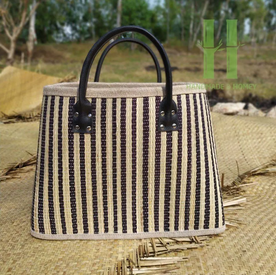 New Arrival Boho Folding Seagrass Handbag for Women Tote Shopping Bag OEM Variety of Choices Custo Logo Handwoven from Vietnam