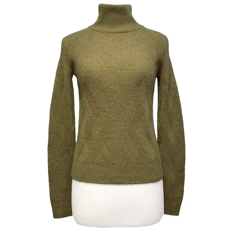 Elegante Damen Custom ized Acryl Wolle Alpaka Classic Cable Rib Knit Turtle Roll kragen Langarm Pullover Pullover