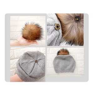 New Arrival Soft <b>plain</b> Detachable Beanie Pompom <b>Cap</b> acrylic Hat Baggy Slouchy 100% customized embroidery Logo <b>Cap</b> - Product Image 4