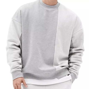 Customized Two Color Block <b>Men</b> Sweatshirt Street Wear Man Light Colors Winter Wears Warm 100% Cotton Sweatshirts Basics - Product Image 1