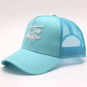 Casquette de camionneur en maille 5 panneaux de haute qualité Logo de broderie 3D personnalisé Design classique pour hommes-Style Hip Hop pour le cyclisme et la plage - Product Image 6