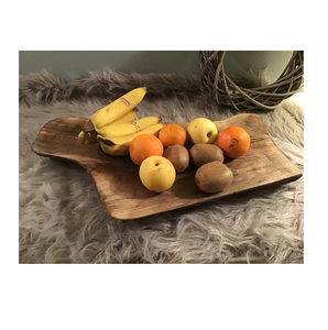 Juego de fruteros de madera decorativos para cocina Malas redondas ecológicas con cuencos de masa de madera natural - Product Image 6