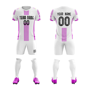 Ropa Deportiva de Entrenamiento, Cuello en V, Manga Corta, Transpirable, 100% Poliéster, Conjunto de Camiseta y Pantalones Cortos de Fútbol, MOQ Bajo, Uniformes Personalizados - Product Image 3