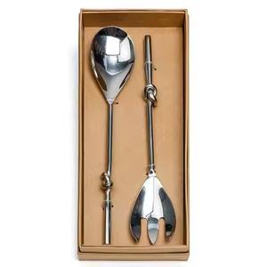 Ensemble de serveurs à salade contemporains en acier inoxydable, outils de service modernes - Product Image 5