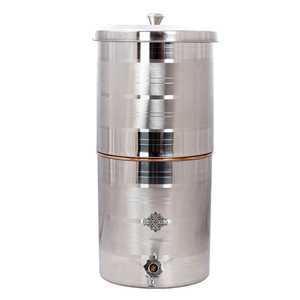 Recipiente de Agua de Acero y Cobre Martillado de Diseño de Lujo Indian Art Villa para Tanque con Grifo, Filtro y Tapa, Incluye Accesorios - Product Image 5