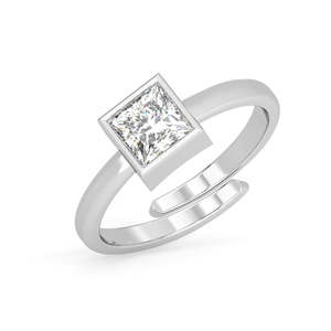 Anillos de Plata de Ley 925 de Primera Calidad para Mujer, Chapados en Rodio con Diamantes de Corte Princesa y Ovalado, Tipo Anillo para Hombre - Product Image 1