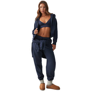Ensemble de survêtement zippé en coton 100% respirant de haute qualité pour femmes, streetwear, sweat-shirt à capuche zippé personnalisé, pantalon, ensemble de survêtement 2 pièces - Product Image 1