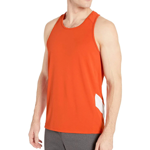Camiseta Deportiva de Punto sin Mangas para Hombre, Color Naranja Sólido, Cuello Redondo, de Secado Rápido, Fácil de Usar, Calidad Premium - Product Image 1