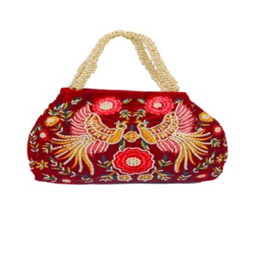Mini bolso rojo de moda para mujer con elegante diseño de pavo real y decoración de perlas Forro de PVC a prueba de agua - Product Image 1