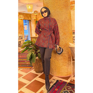 Autumn/<b>Winter</b> Ethnic Pattern <b>Quilted</b> Jacket Reversible Floral Design Vintage Varsity Style Short Length Suede Leather Nylon Lace - Product Image 5