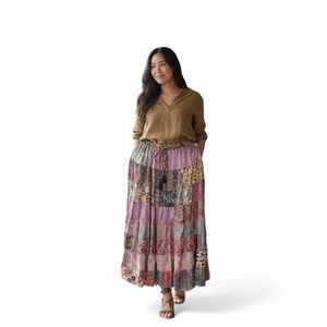 Jupe en mousseline de soie colorée à taille élastique, douce et respirante, coupe droite, style crayon, avec cordon de serrage, taille XS, élégante et décontractée - Product Image 5