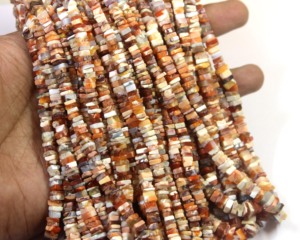 Pierre précieuse d'opale de feu mexicaine naturelle de 16 "de long brin, perles carrées lisses, perles Heishi d'opale, perles de taille 5-5.5 MM - Product Image 1