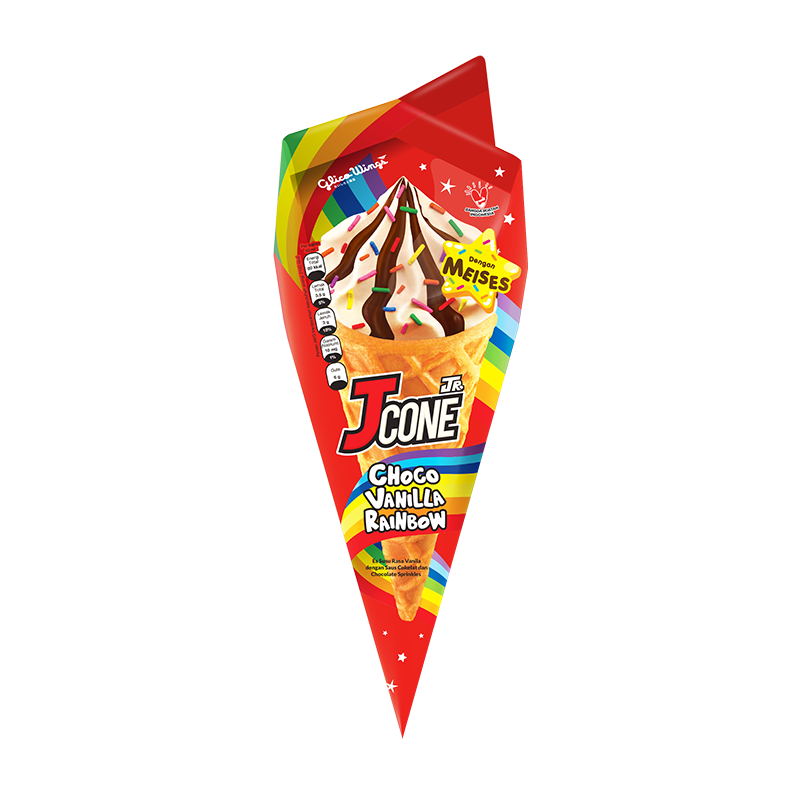 Глико обморожение крыльев Jcone Choco ваниль Радуга 40 мл хрустящая конусная гладкая кремовая Радужная посыпка оптом мороженое