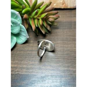 Navajo Handmade White Buffalo Gemstone <b>Ring</b> Natural Stone <b>Boho</b>/Hip Hop Style Size 6 Sterling <b>Silver</b> Statement for Everyday Wear - Product Image 4