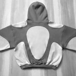 Sweat à capuche d'hiver pour homme de qualité supérieure, style tendance, broderie usée, fermeture éclair surdimensionnée, imprimé décontracté, 100% coton, ODM - Product Image 2