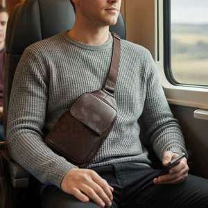 Durable Fashion Leather Cross Body Bag for Men with Adjustable <b>Shoulder</b> <b>Strap</b> and Spacious Storage for Travel Work and Daily Use - Product Image 5