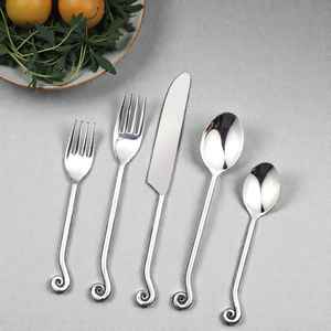 ชุดช้อนส้อมสแตนเลสสตีลทรงทันสมัย VIC 749 SP ด้ามจับลายวน |   ชุดช้อนส้อมพรีเมียม 5 ชิ้น สำหรับโต๊ะอาหาร - Product Image 1