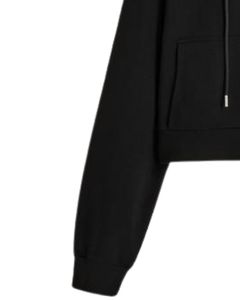 Sudadera con Capucha Corta Negra para Mujer, Sudadera con Capucha y Cordón, Manga Larga, Informal, Ropa de Calle, Top de Moda de Invierno para Damas - Product Image 3