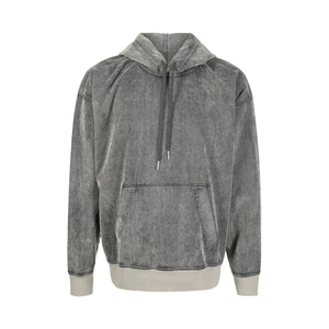 Sweat à capuche classique avec logo personnalisé pour hommes Pull d'hiver avec tissu polaire délavé à l'acide Motif solide Col à capuche - Product Image 5