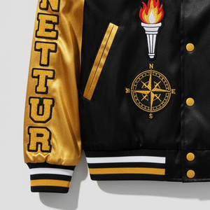 Chaqueta Universitaria de Satén para Hombre con Diseño y Talla Personalizados, Estilo Béisbol, Bordado Chenille, Chaquetas Universitarias de Satén para Hombre - Product Image 3