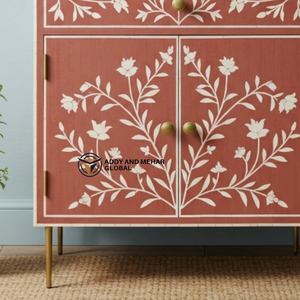 Aparador Decorativo de Estilo Moderno con Incrustaciones de Hueso Floral, Ecológico y Hecho a Mano, con 1 Cajón, para Hogar de Lujo, en Oferta - Product Image 5