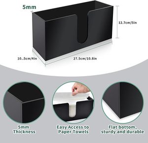 High Quality Black Acrylic Napkin Dispenser and Multifold Trifold Towel <b>Holder</b> Metal <b>Tissue</b> Box for <b>Kitchen</b> & Bathroom - Product Image 2