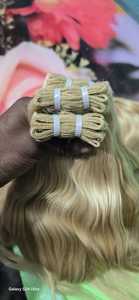 Meilleur prix #613 # Blonde Trame Cheveux Raides Bundles Lace Frontal Cheveux Humains Armure Bundles et Fermeture Ensemble Extension de Cheveux - Product Image 3