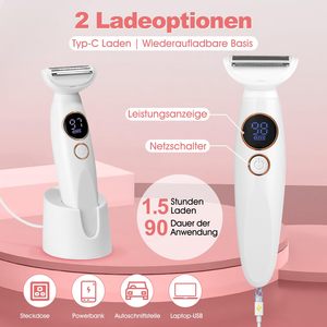 Rasoir intime sans fil pour femmes, tondeuse électrique étanche avec station de charge, double lame pour le corps et le visage - Product Image 5