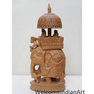 Ensemble de 1 modèle de sculptures d'éléphant en bois Figurines élégantes - Product Image 5