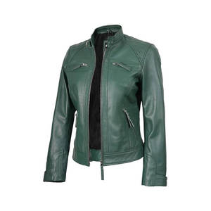 Chaqueta de cuero de vaca de alta calidad 100% para mujer, nueva tela elegante, venta al por mayor, chaqueta de cuero genuino para mujer - Product Image 1