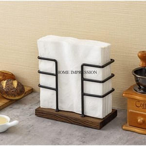 Fournisseurs directs d'usine vaisselle de table en fer et en bois porte-serviettes de cuisine porte-papier de soie de luxe fait à la main de qualité supérieure - Product Image 1