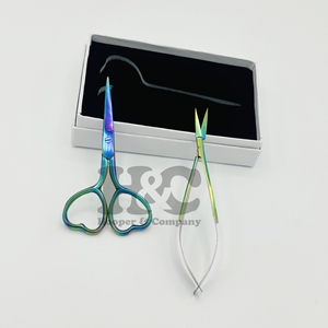 อุปกรณ์เสริมความงามกรรไกรสแตนเลสแบบสปริงโค้งเคลือบสีรุ้งทำจากไทเทเนียมกรรไกรแต่งหน้าขนมิงค์แบบยั่งยืน - Product Image 5