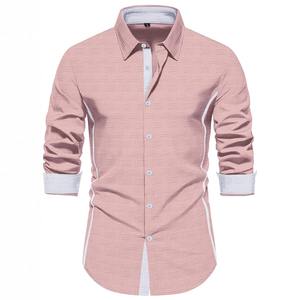 Chemises à manches longues pour hommes pour le printemps et l'automne-Voyage de rue à usage quotidien-100% toile de coton-Style décontracté d'affaires-Haut à motif solide - Product Image 6