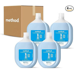 Savon liquide moussant pour les mains en bouteille recyclable, rechargeable, parfum minéraux marins, biodégradable, avec citron et aloe vera, pour toilettes - Product Image 1