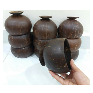 Bol rond en coquille de noix de coco fabriqué à la main au Vietnam bol en coquille de noix de coco rustique pour des utilisations créatives dans la maison et la cuisine quotidiennes - Product Image 3