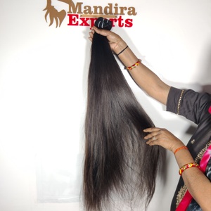 Extensions de cheveux humains indiens vierges noirs soyeux 100% alignés sur les cuticules, traités chimiquement, sans traitement, mèches lisses, cheveux humains ondulés - Product Image 4