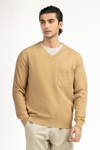 Suéter de Hombre con Cuello Redondo y Canalé, Estilo Europeo Americano 2025, Color Sólido, Holgado, 100% Algodón, Suéter Personalizado de Punto para Hombre - Product Image 4